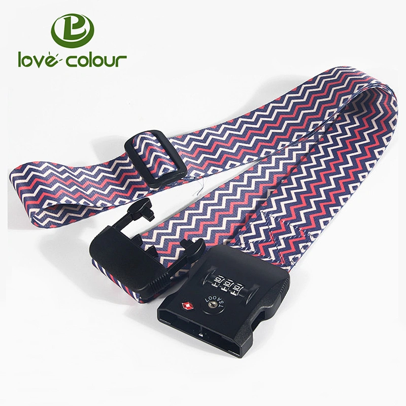 Factory custom travel tsa lock heat transfer printing luggage strap belt