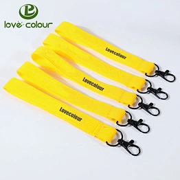 Cheap custom made polyester printing beautiful short lanyard keychain