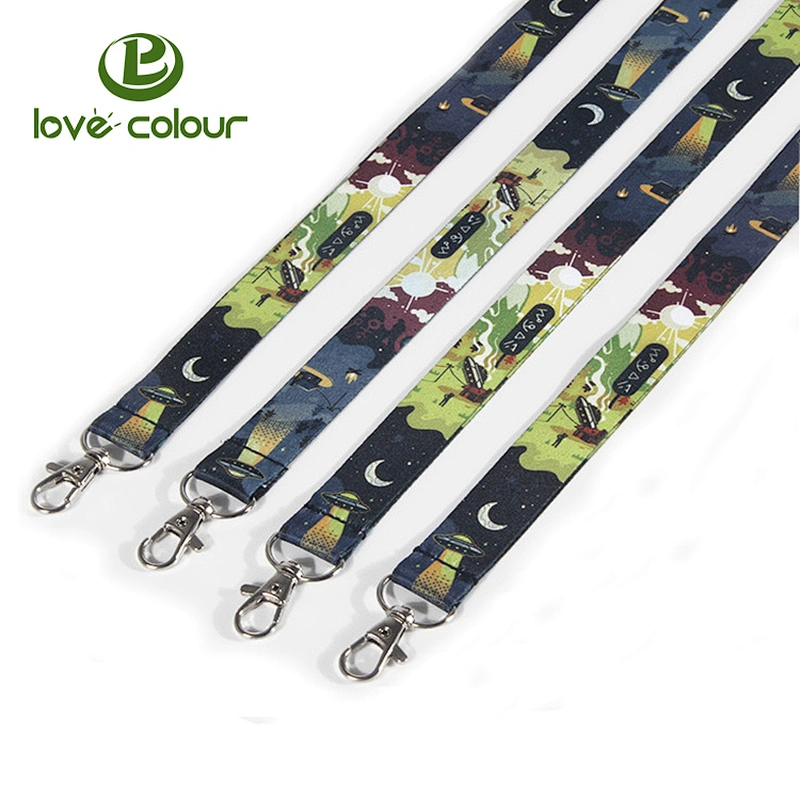 Custom polyester printing both sides id sublimation neck lanyard strap