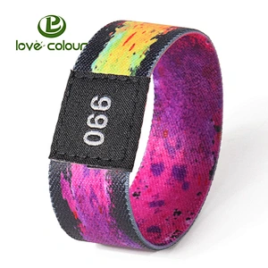 Custom Logo Stretch Bracelets Woven Festival Elastic Wristbands for Events