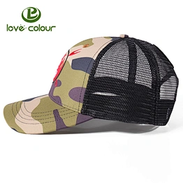 Advertising promotional custom logo sport mesh trucker cap with camouflage printing