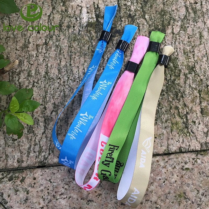 Custom polyester festival wristband fabric with side lock