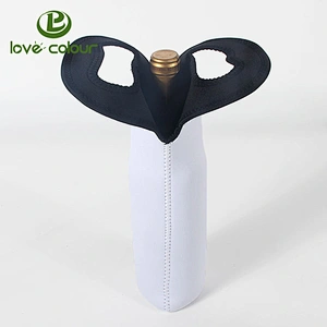 Custom White Neoprene 750ml Wine Bottle Holder Single Beer Cooler Bags