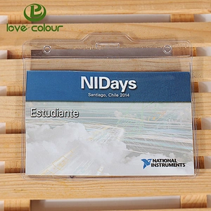 ID Card Name Badge Holder Transparent Plastic PVC Vertical Sleeve Waterproof