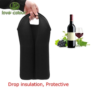 Custom Color Double Pack Neoprene Wine Drink Bottle Cooler Bag Sleeves