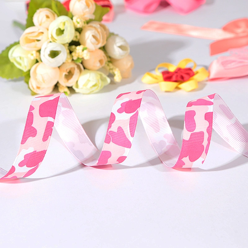 Custom polyester printed grosgrain hair bows ribbon