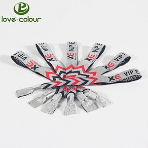1.5*35cm Custom Made Polyester Woven Fabric Wristbands/Bracelet with Closure