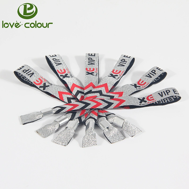 1.5*35cm Custom Made Polyester Woven Fabric Wristbands/Bracelet with Closure