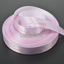 Custom satin festival ribbon with gold foil logo for DIY product