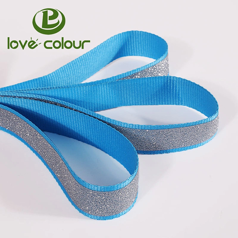 Factory custom polyester webbing with silver reflective tape for safety
