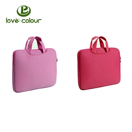 Custom red color laptop neoprene sleeve carrying bag