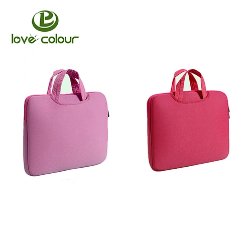 Custom red color laptop neoprene sleeve carrying bag