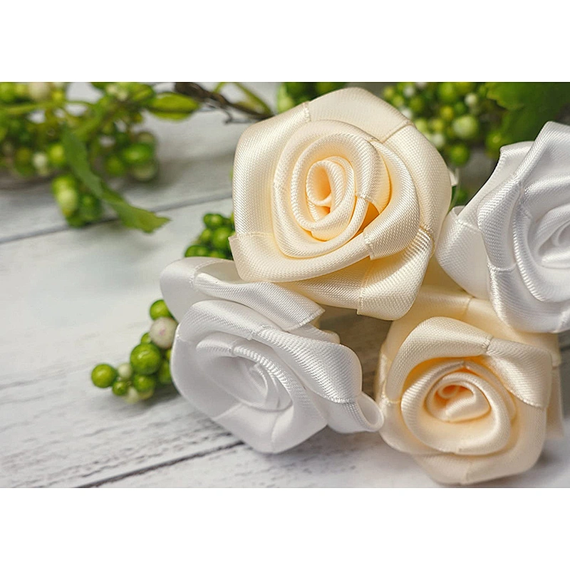100% Polyester double-faced handmade craft satin ribbons for wedding invitations