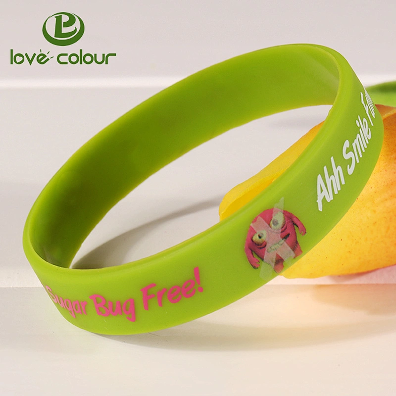 Custom made animal print rubber silicone wristband with silkscreen printing logo