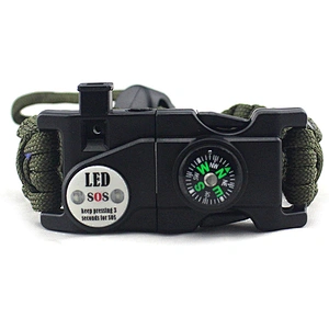 Outdoor 550 Grade Adjustable Multitools Fire Starter Compass Whistle Camping Sport Rescue Bracelet