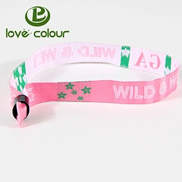 Customize Made Woven Football Events Disposable Wristbands With Plastic Lock