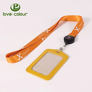 Guangzhou Factory Custom Retractable Neck Strap Lanyard with Reel and Security ID Pass Card Holder