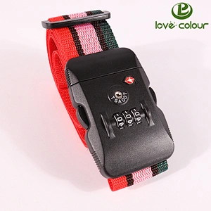 Custom made adjustable polyester luggage strap with lock