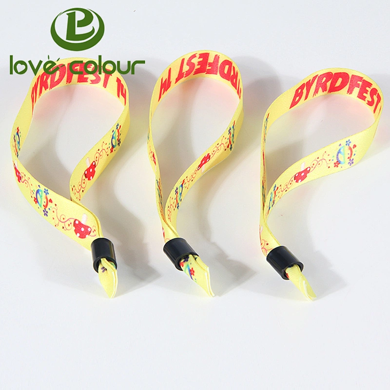 Popular items full color funny polyester wristband with metal lock