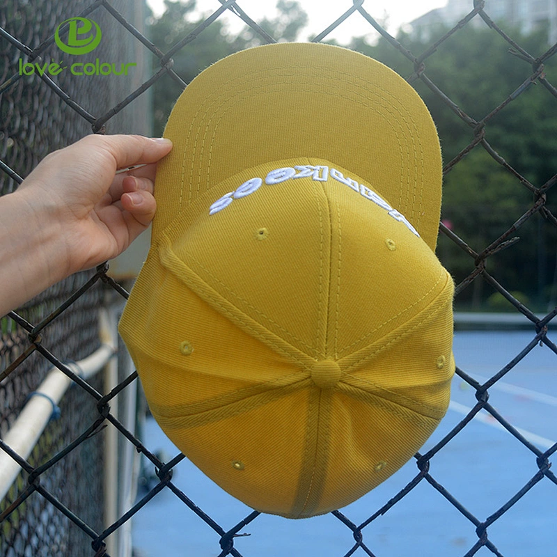Customized yellow color embroidered sport baseball hat for sale