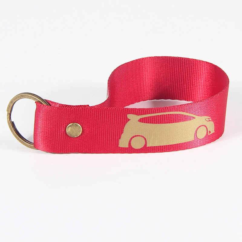 Promotional custom screen printed polyester wrist lanyard keychain