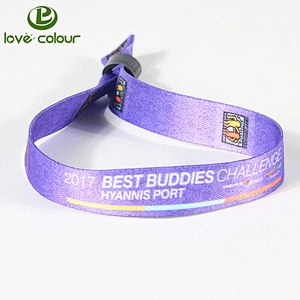 Full color printing festivals cloth wristband with black slide lock
