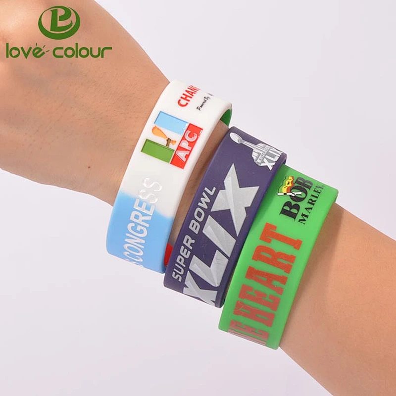New custom bracelet color infilled cheap silicone hand wristband