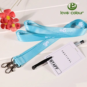 Custom polyester advertising colorful neck lanyard with Leather card holder for promotion