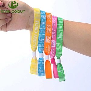 One Time Use Wristbands Polyester Custom Cloth Woven Wristband