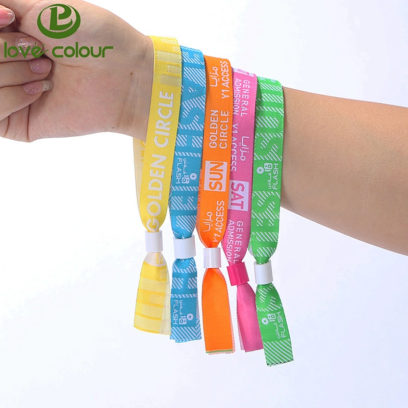 One Time Use Wristbands Polyester Custom Cloth Woven Wristband