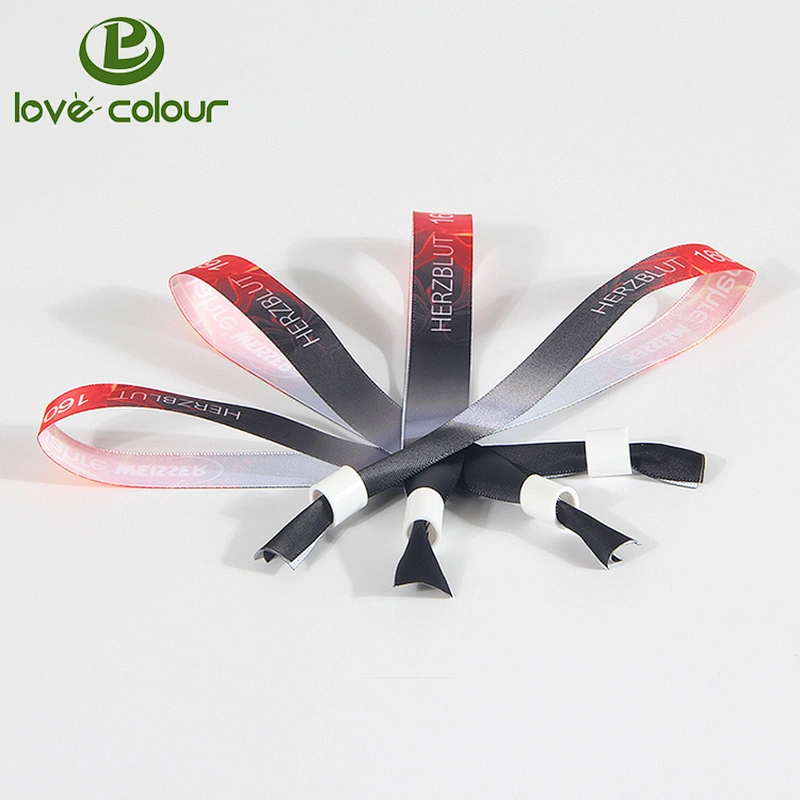 Factory Custom Satin Wristband Ribbon Printing Logo polyester Bracelet for Events