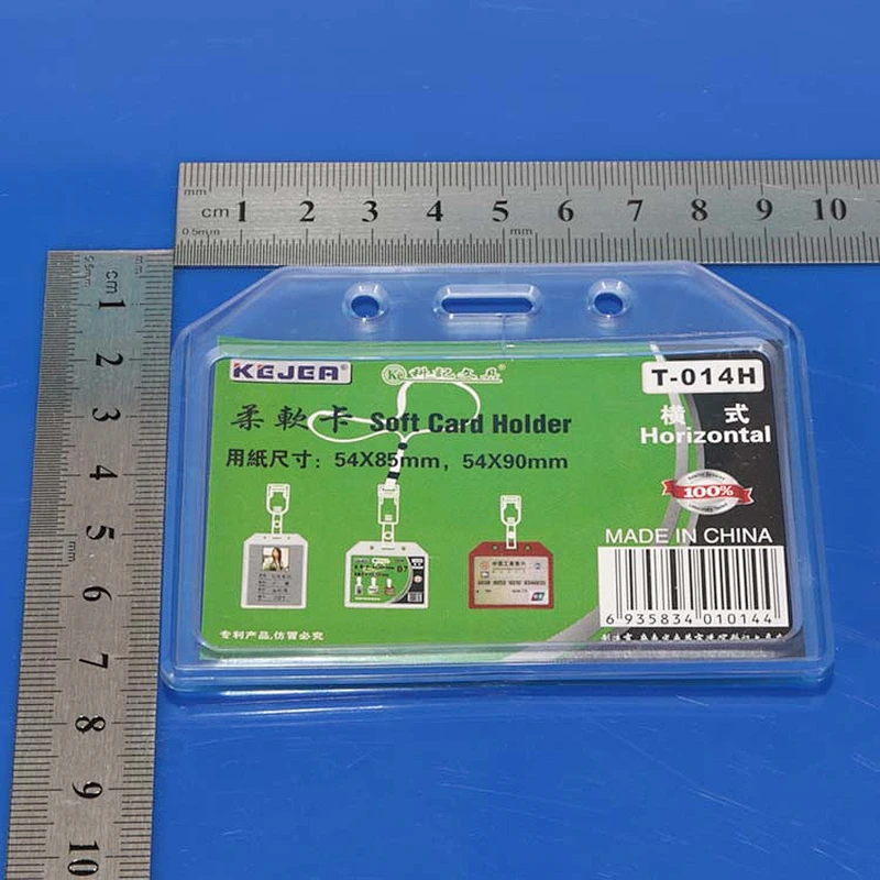 Custom hard plastic id card holder/Crystal ID card holder with strap