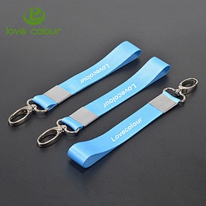 Custom polyester short carabiner key chain lanyard for wholesale