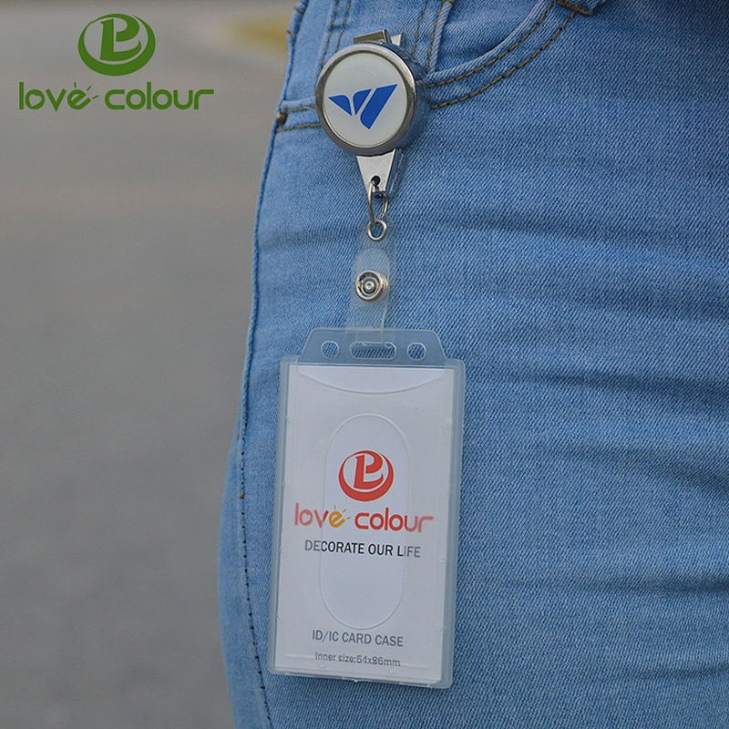 Factory wholesale cheap hard pvc card holder with badge reel