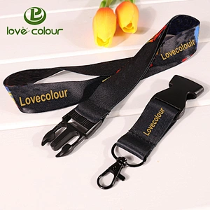 Breakaway Black Safety Lanyard Printing Strap With Metal Clip For ID Card Holder