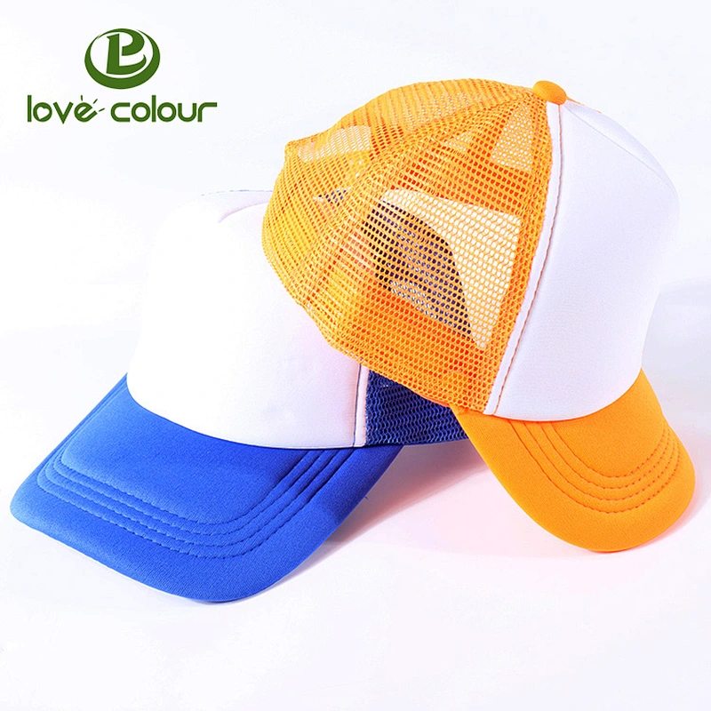 Blank wholesale custom logo 5 panel trucker mesh cap for company