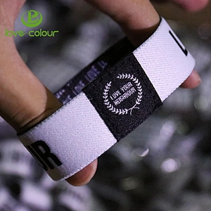 Custom black and red color polyester elastic wristband 1 inch band bracelet for party