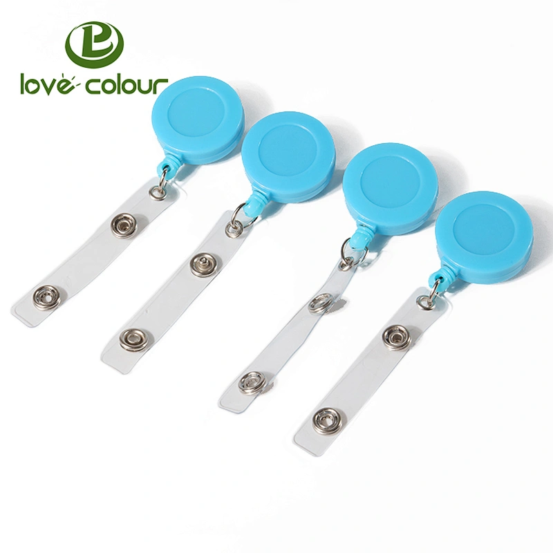 Custom solid transparent color heart shape retractable plastic badge reel