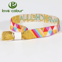 Custom polyester 15 x 350mm festival fabric woven label wristbands