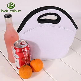White Color Printed Sublimation Neoprene Lunch Bag Tote for Office