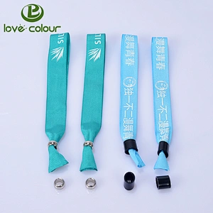 New product polyester silkscreen ribbon wristbands with closure with one time used lock