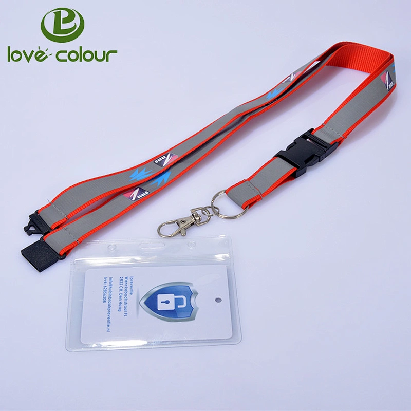 Free Sample Custom reflective lanyards with release safety breakaway buckles