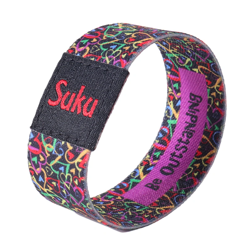 Custom Printed Sublimation Your Own Logo Colorful Elastic Wristband Bracelet for Promotion