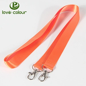 Custom Polyester 2cm Blank Plain Lanyard with Double Metal Hook