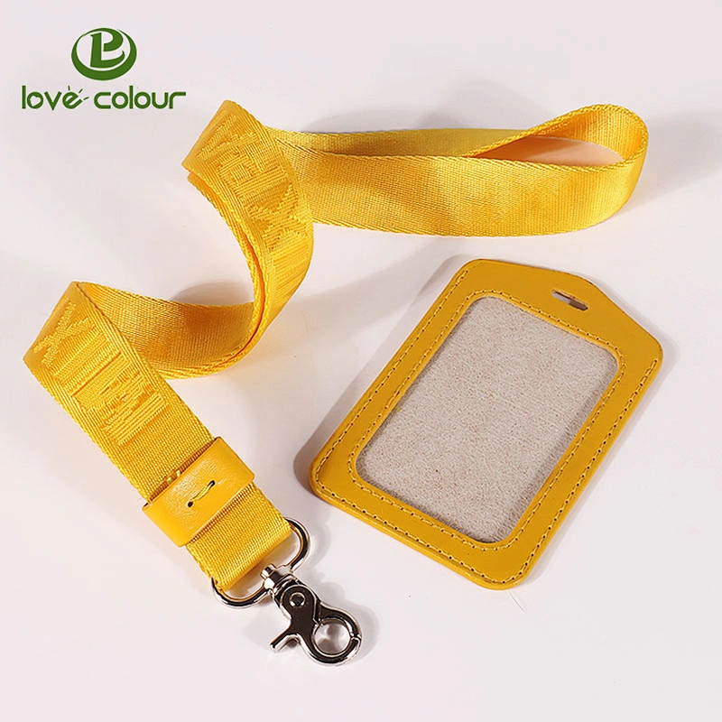 Personalized id card holder nylon woven lanyards with logo custom