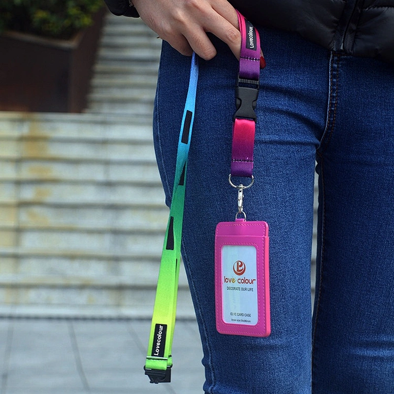 Cheap custom sublimation printed polyester necklace ribbons lanyard with one logo printing
