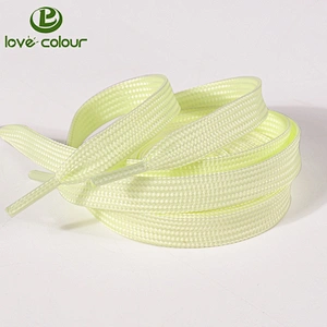 High quality plastic tips glowing flat colored polyester shoelace