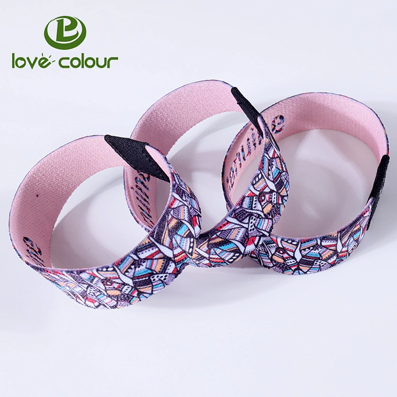 Cheap customized logo polyester elastic wrist band for wedding