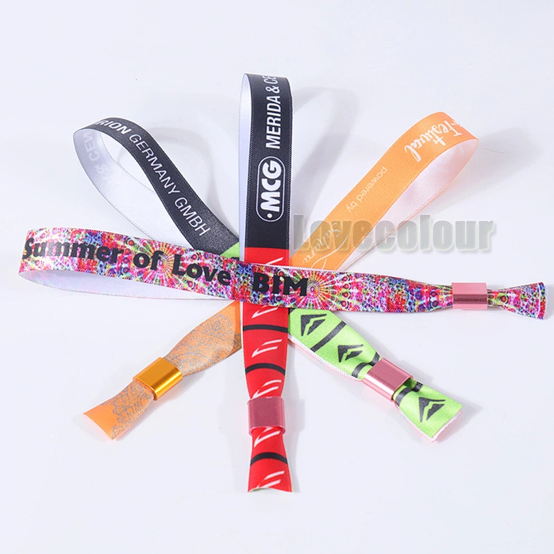 Modern style polyester festival event fabric wristband for wholesale