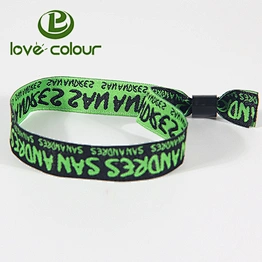 Custom woven cloth polyester wristband bracelet with fastener for music festival